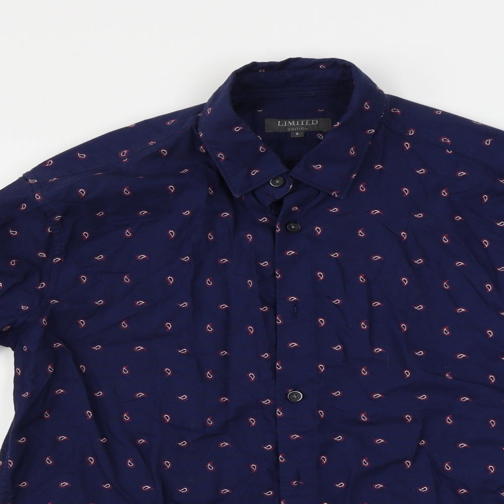 Mens UK Size S Marks and Spencer Blue  Button-Up Long Sleeve Casual Shirt