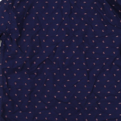 Mens UK Size S Marks and Spencer Blue  Button-Up Long Sleeve Casual Shirt