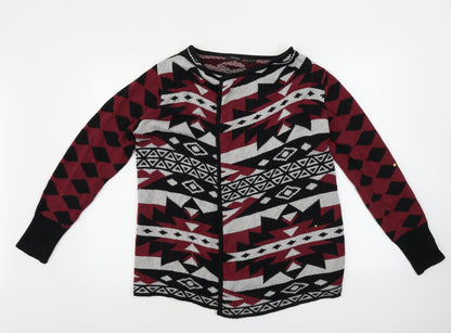 ESMARA Womens Red Geometric  Cardigan Jumper Size 10