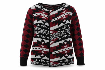 ESMARA Womens Red Geometric  Cardigan Jumper Size 10