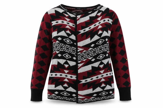 ESMARA Womens Red Geometric  Cardigan Jumper Size 10