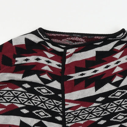 ESMARA Womens Red Geometric  Cardigan Jumper Size 10