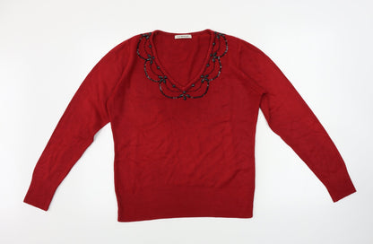George Womens Red   Pullover Jumper Size 16