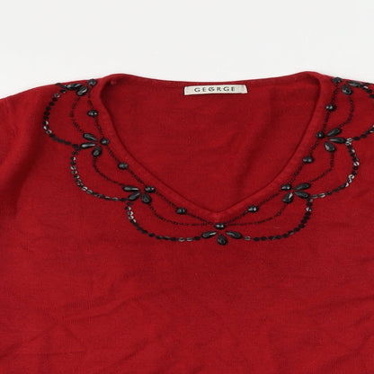 George Womens Red   Pullover Jumper Size 16