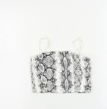 cameo rose    Womens White Animal Print  Basic Tank Size 8