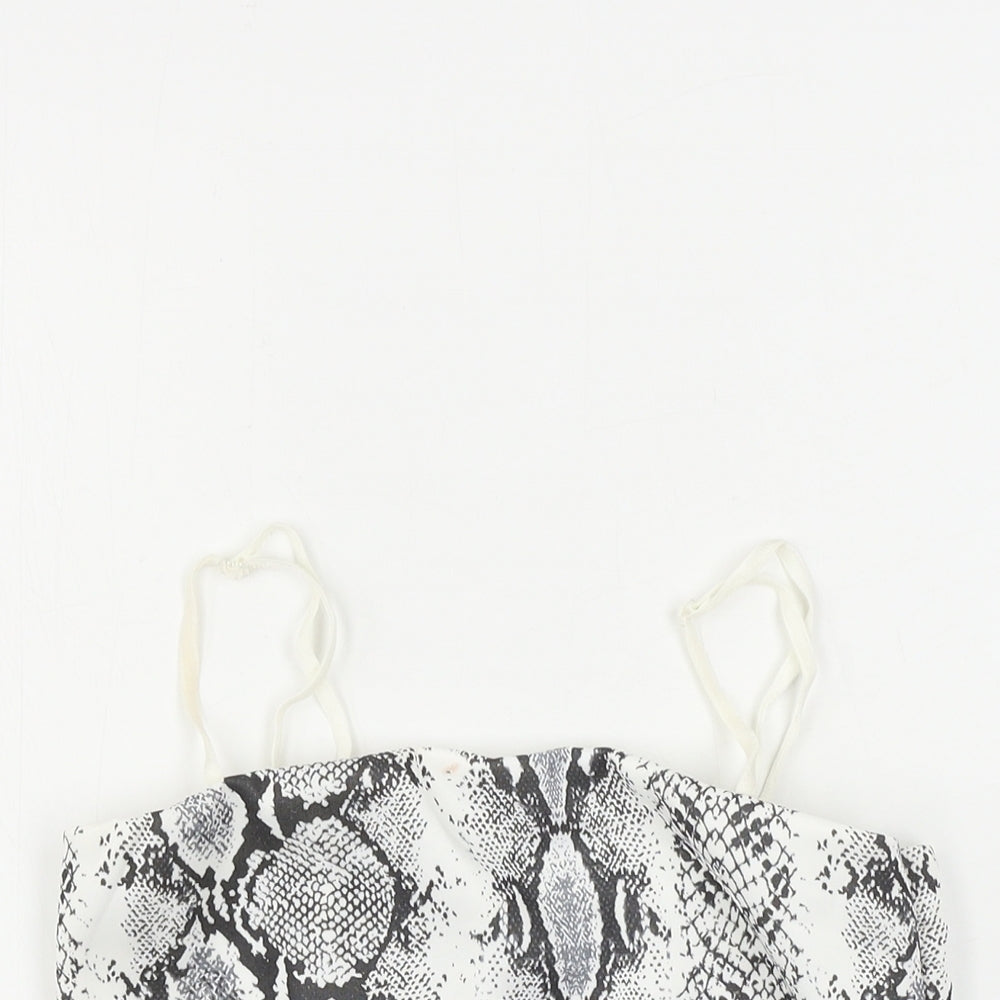 cameo rose    Womens White Animal Print  Basic Tank Size 8