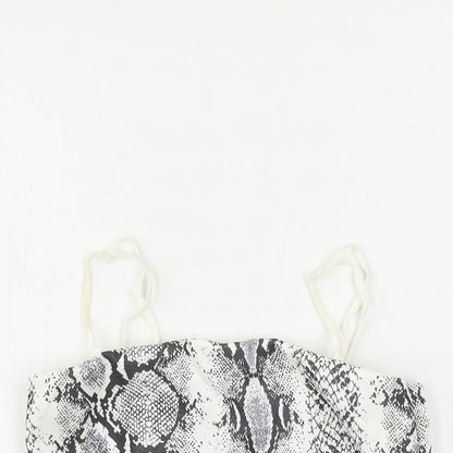 cameo rose    Womens White Animal Print  Basic Tank Size 8