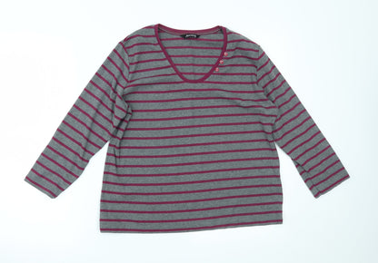 ALEXARA Womens Grey Striped  Basic Blouse Size 16