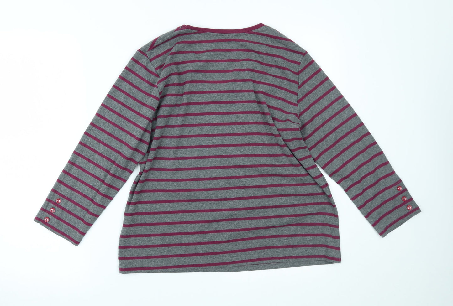 ALEXARA Womens Grey Striped  Basic Blouse Size 16