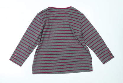 ALEXARA Womens Grey Striped  Basic Blouse Size 16