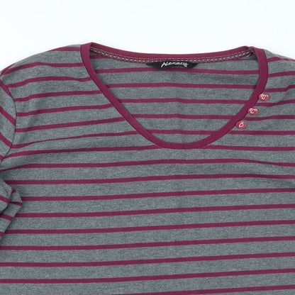 ALEXARA Womens Grey Striped  Basic Blouse Size 16