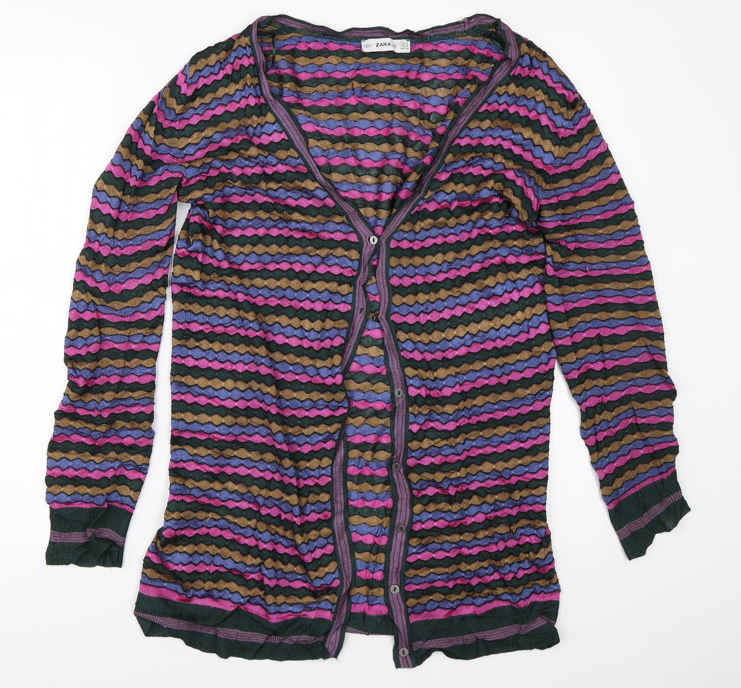 Womens UK Size S Zara Green Cardigan Jumper
