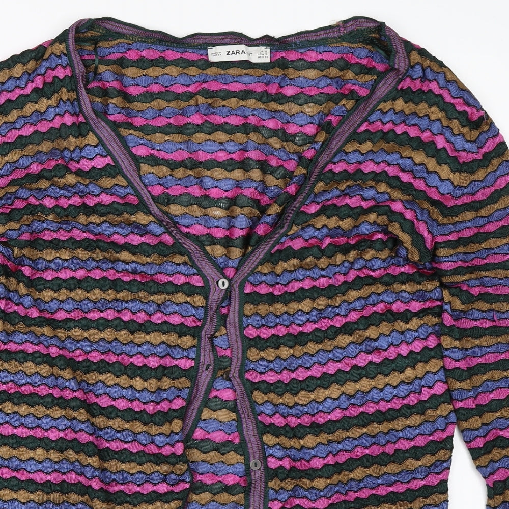 Womens UK Size S Zara Green Cardigan Jumper