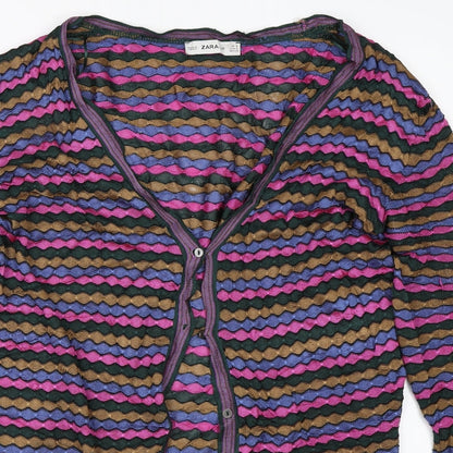 Womens UK Size S Zara Green Cardigan Jumper