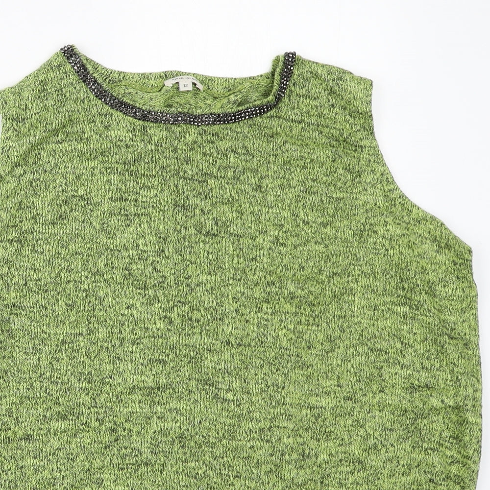 Womens UK Size 12 River Island Green Basic Blouse