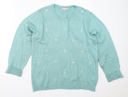 Womens UK Size M Jan Eva Blue Pullover Jumper