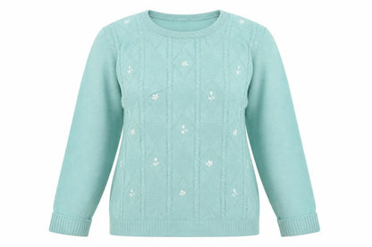 Womens UK Size M Jan Eva Blue Pullover Jumper