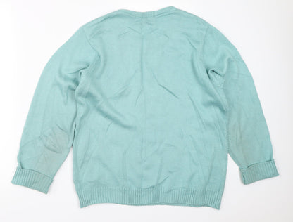 Womens UK Size M Jan Eva Blue Pullover Jumper