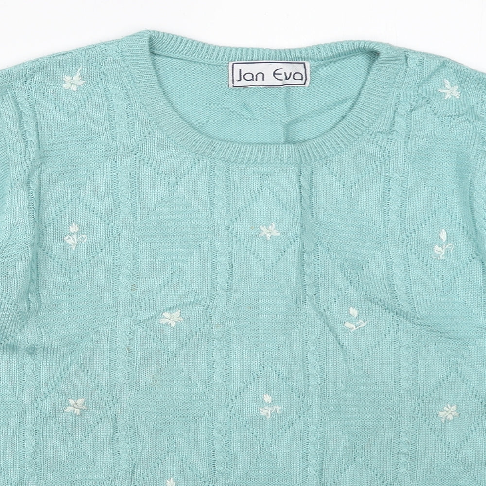 Womens UK Size M Jan Eva Blue Pullover Jumper