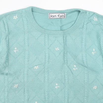 Womens UK Size M Jan Eva Blue Pullover Jumper