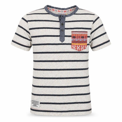 Tu Boys Beige Striped  Basic T-Shirt Size 10 Years