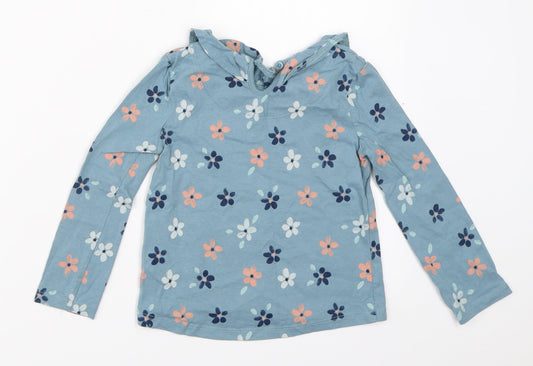 TU Girls Blue Floral  Basic T-Shirt Size 3-4 Years