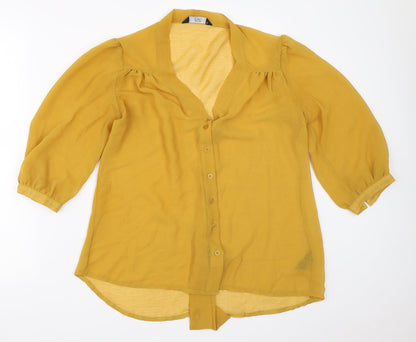F&F Womens Yellow   Basic Button-Up Size 8