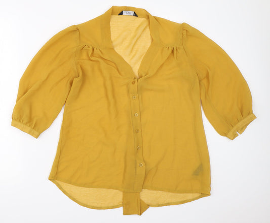 F&F Womens Yellow   Basic Button-Up Size 8