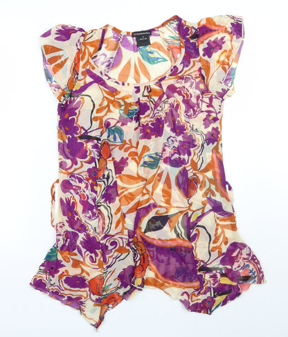 Fashion Fair Womens Beige Floral  Basic Blouse Size S
