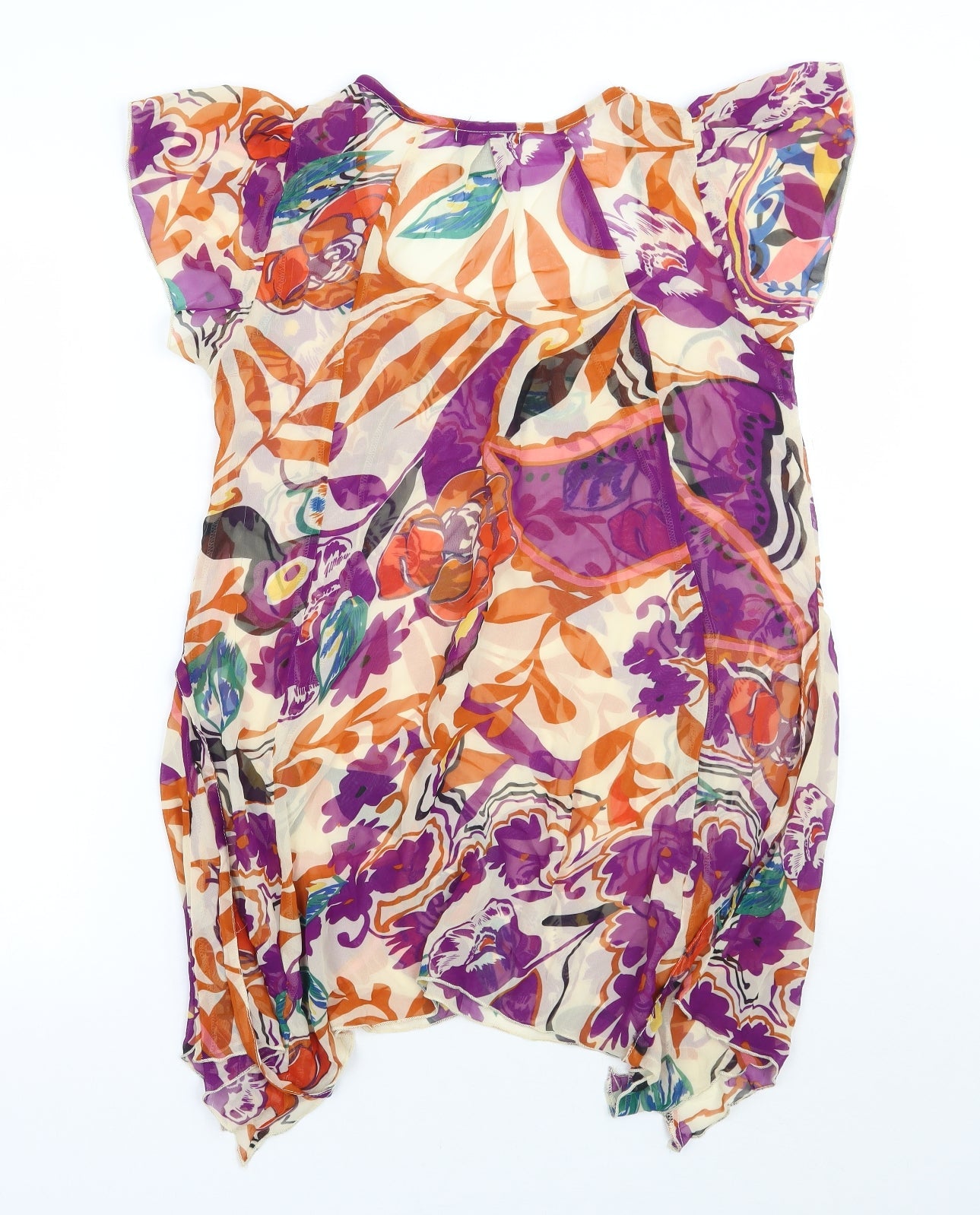 Fashion Fair Womens Beige Floral  Basic Blouse Size S