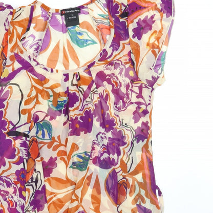 Fashion Fair Womens Beige Floral  Basic Blouse Size S