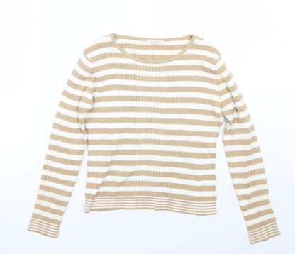 Wanko Womens White Striped  Pullover Jumper One Size