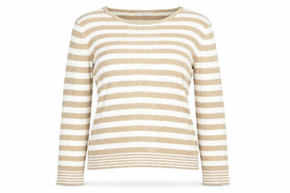 Wanko Womens White Striped  Pullover Jumper One Size
