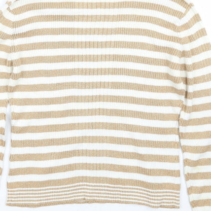 Wanko Womens White Striped  Pullover Jumper One Size