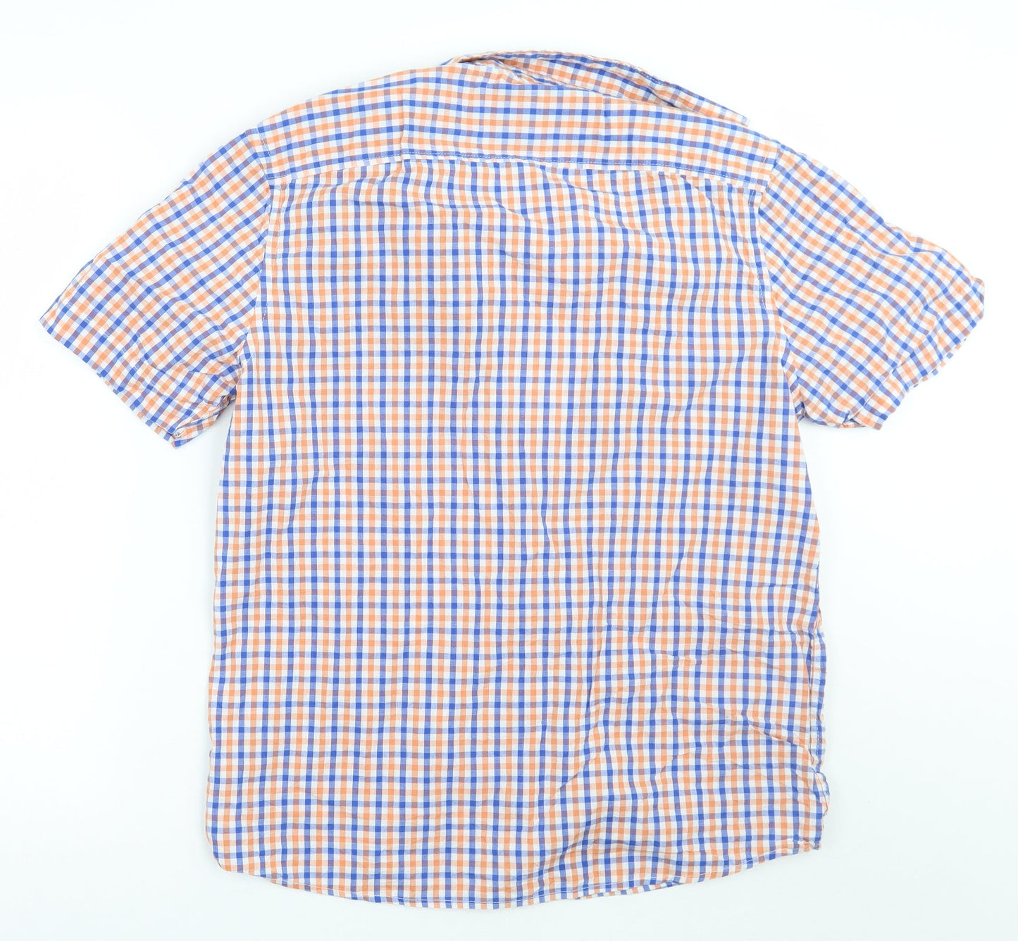 George Mens Blue Check   Button-Up Size M