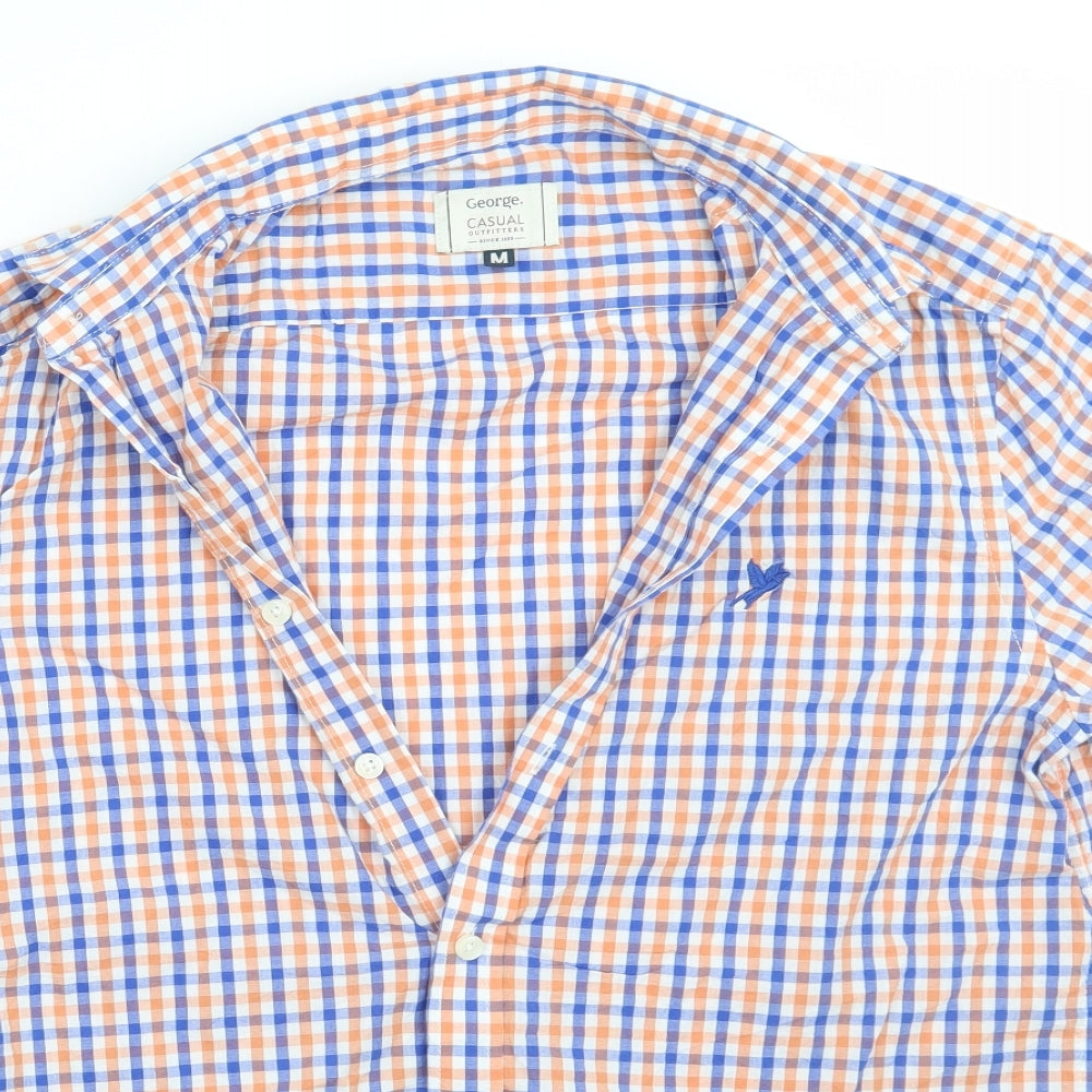 George Mens Blue Check   Button-Up Size M