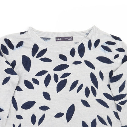 Marks and Spencer Womens Grey Geometric  Pullover Jumper Size 10