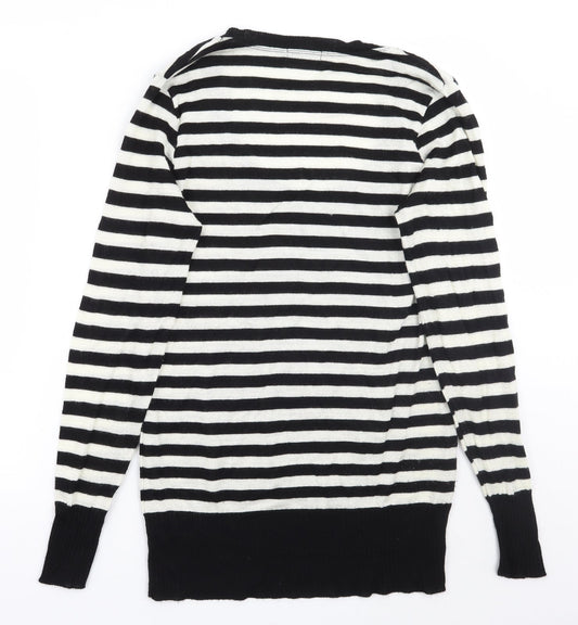 Look Womens Black Striped  Pullover Jumper Size 14