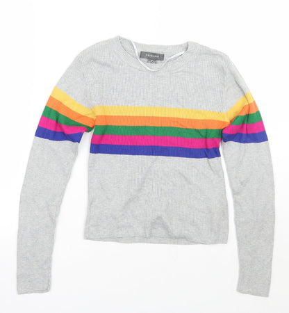 Primark Womens Grey Striped  Pullover Jumper Size XS
