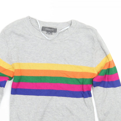 Primark Womens Grey Striped  Pullover Jumper Size XS