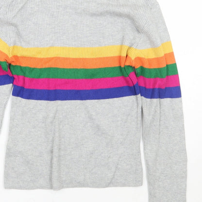 Primark Womens Grey Striped  Pullover Jumper Size XS