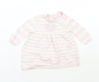 Debenhams Girls Pink Striped  A-Line  Size 0-3 Months