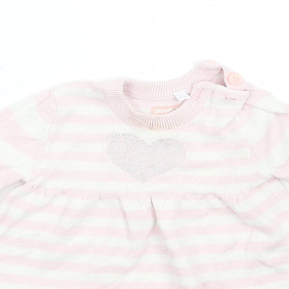 Debenhams Girls Pink Striped  A-Line  Size 0-3 Months