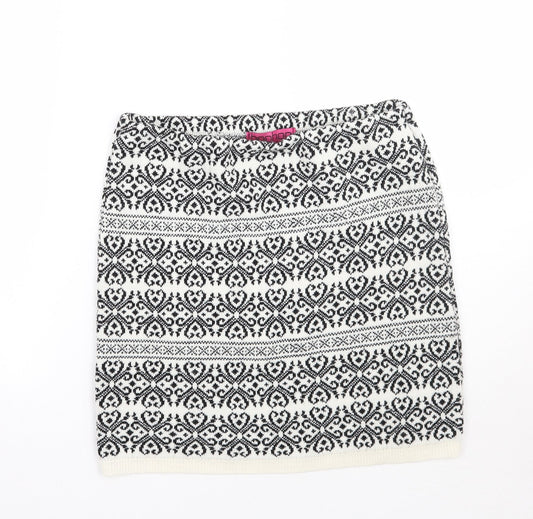 Boohoo Womens White Geometric  A-Line Skirt Size M