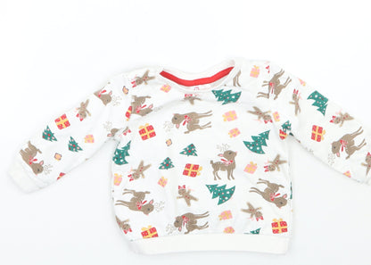 So cute Girls White Animal Print  Pullover T-Shirt Size 9-12 Months