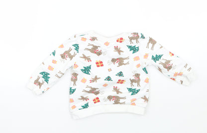 So cute Girls White Animal Print  Pullover T-Shirt Size 9-12 Months