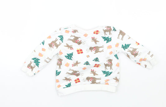 So cute Girls White Animal Print  Pullover T-Shirt Size 9-12 Months