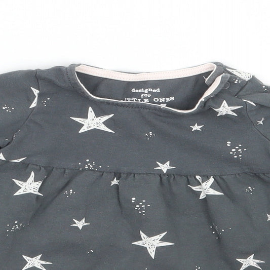 F&F Girls Grey Geometric  Basic T-Shirt Size 0-3 Months