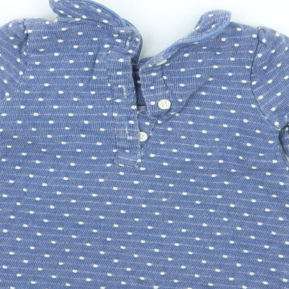 NEXT Girls Blue Polka Dot  Basic T-Shirt Size 3-6 Months