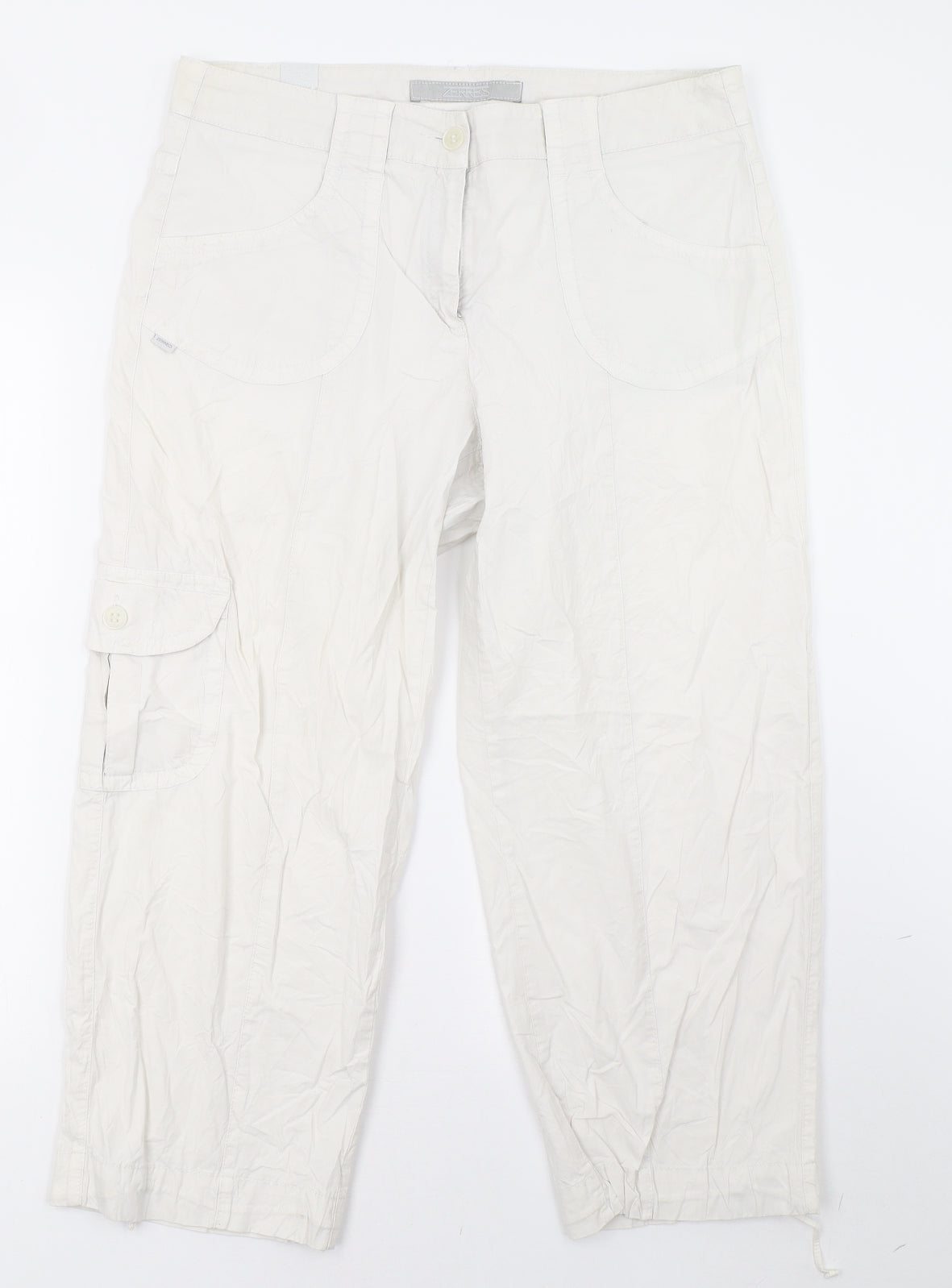 Womens UK Size 16 ZERRES Regular Fit Cropped White Trousers